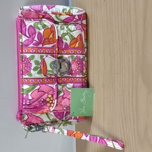 Vera Bradley Push Lock Wristlet Lilli Bell Pattern Pink Floral Small Bag Preppy